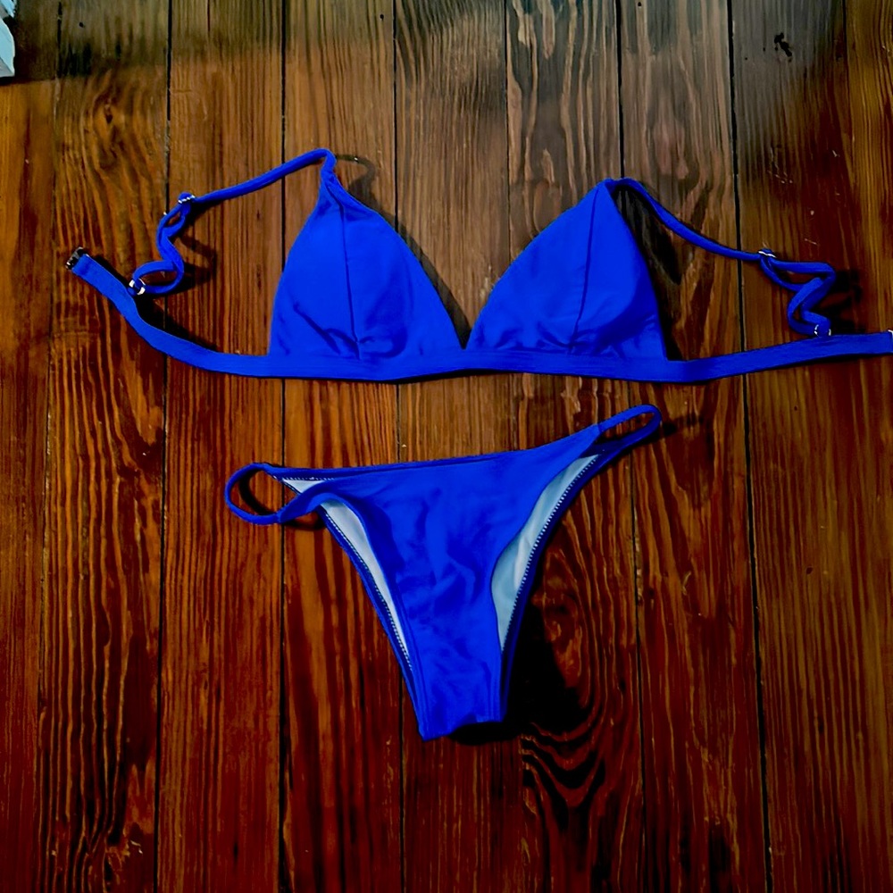 Royal blue simple triangle bikini